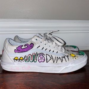 Custom old school white vans (slightly worn)